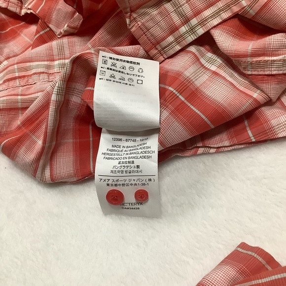 Arc’Teryx Melodie Red Plaid Button Down Shirt with Adjustable Sleeves Size XL - Picture 15 of 16